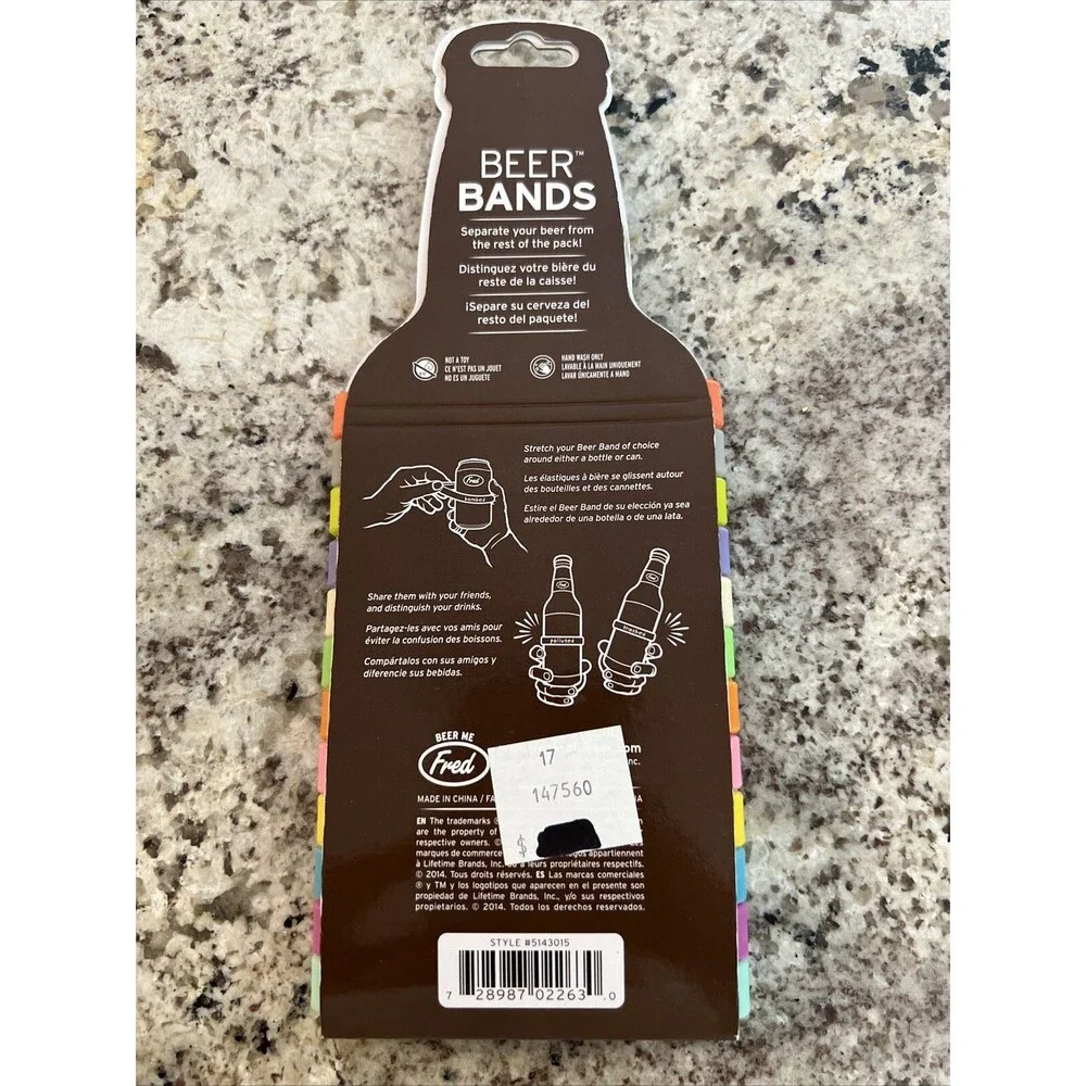 Fred Beer Bands Drink Markers Bombed Set of 12 Party Favors Assorted Colors